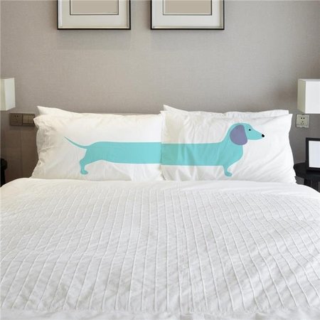 ONE BELLA CASA One Bella Casa 82885CSE Long Doxie Pillow Case - Aqua; Set of 2 82885CSE